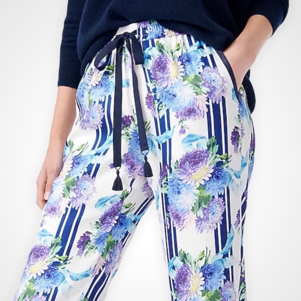 NEW J. Crew Women’s Drapey Pull-on Pants White/Blue 2 - Picture 3 of 11